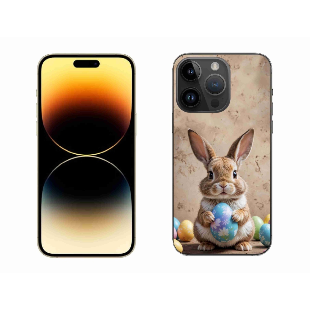 Gelový kryt mmCase na iPhone 14 Pro Max - velikonoční králíček