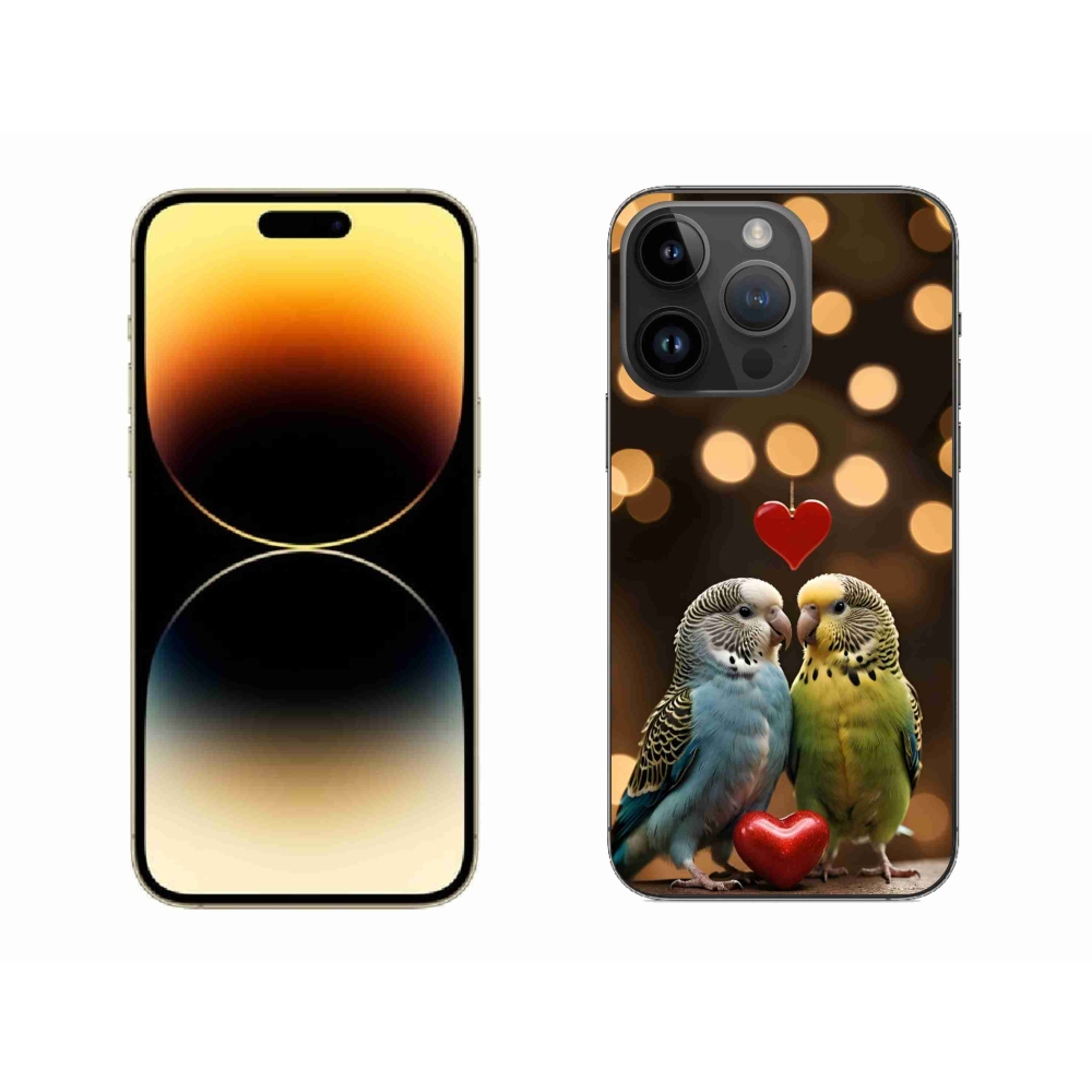 Gelový kryt mmCase na iPhone 14 Pro Max - zamilovaní papoušci
