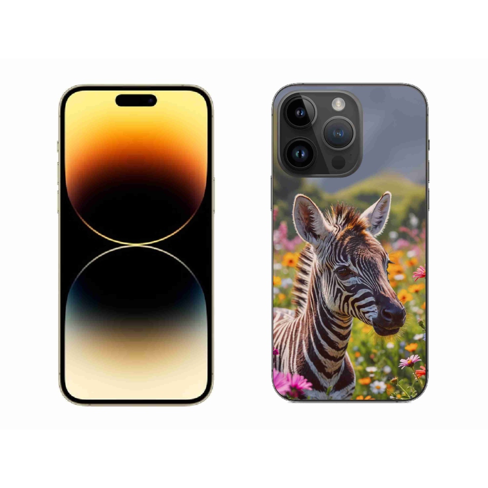 Gelový kryt mmCase na iPhone 14 Pro Max - zebra na louce