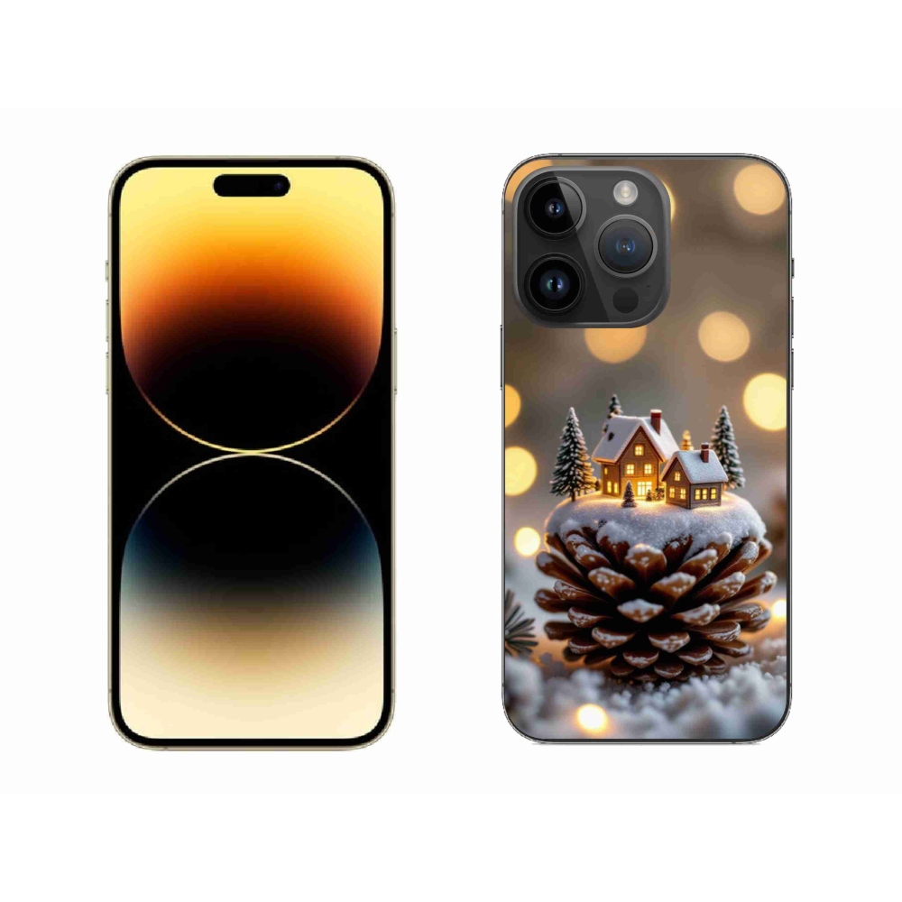 Gelový kryt mmCase na iPhone 14 Pro Max - zimní vesnička