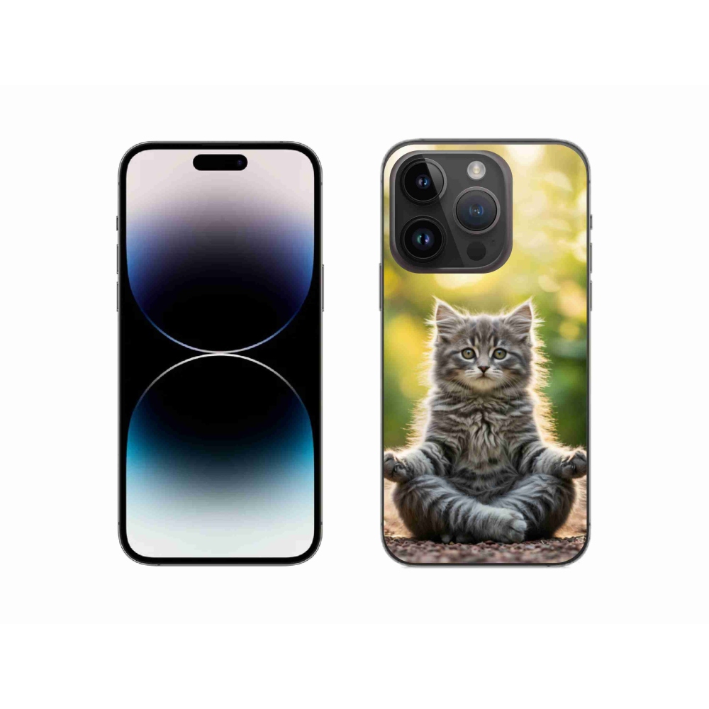 Gelový kryt mmCase na iPhone 14 Pro - meditující kotě