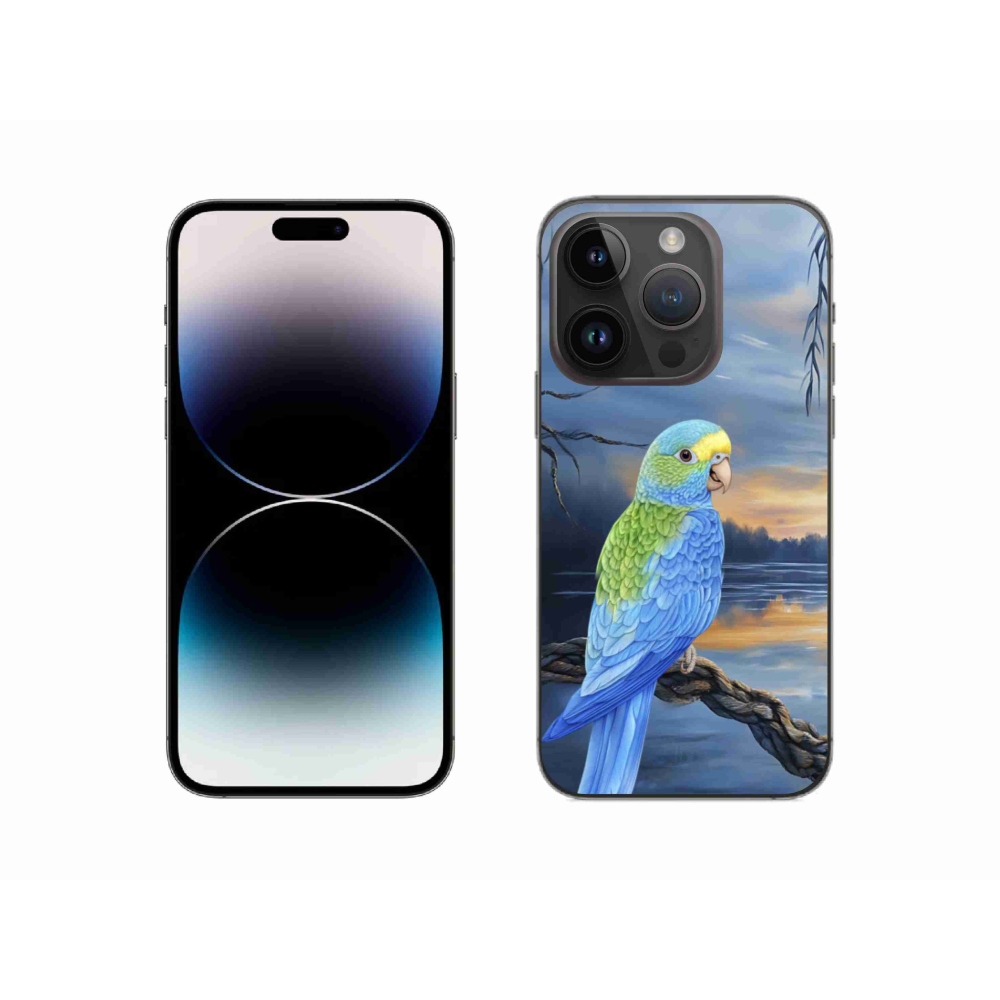 Gelový kryt mmCase na iPhone 14 Pro - modrý papoušek