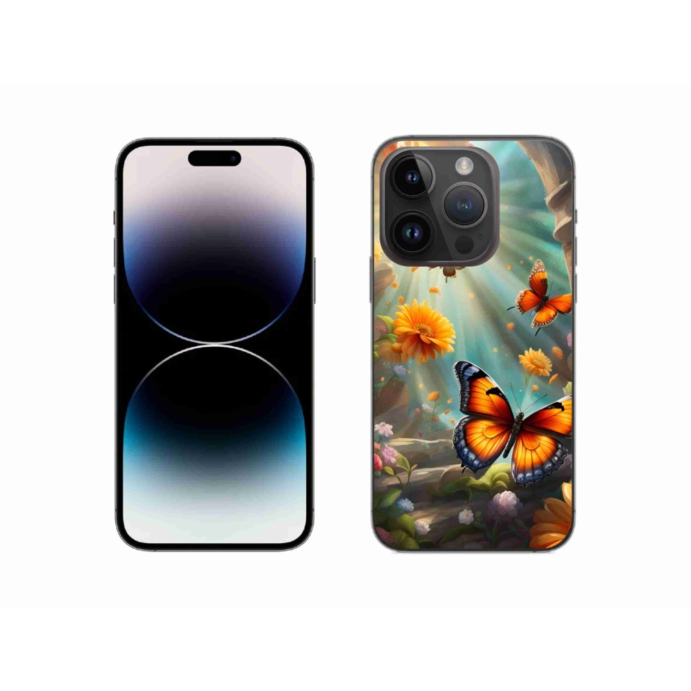 Gelový kryt mmCase na iPhone 14 Pro - motýlí zahrada 2