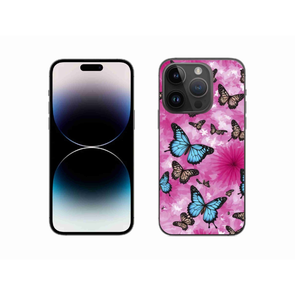 Gelový kryt mmCase na iPhone 14 Pro - motýlí zahrada