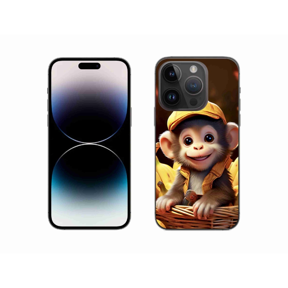 Gelový kryt mmCase na iPhone 14 Pro - opice v košíku