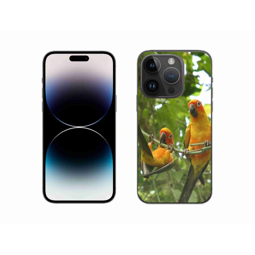 Gelový kryt mmCase na iPhone 14 Pro - papoušci aratingy