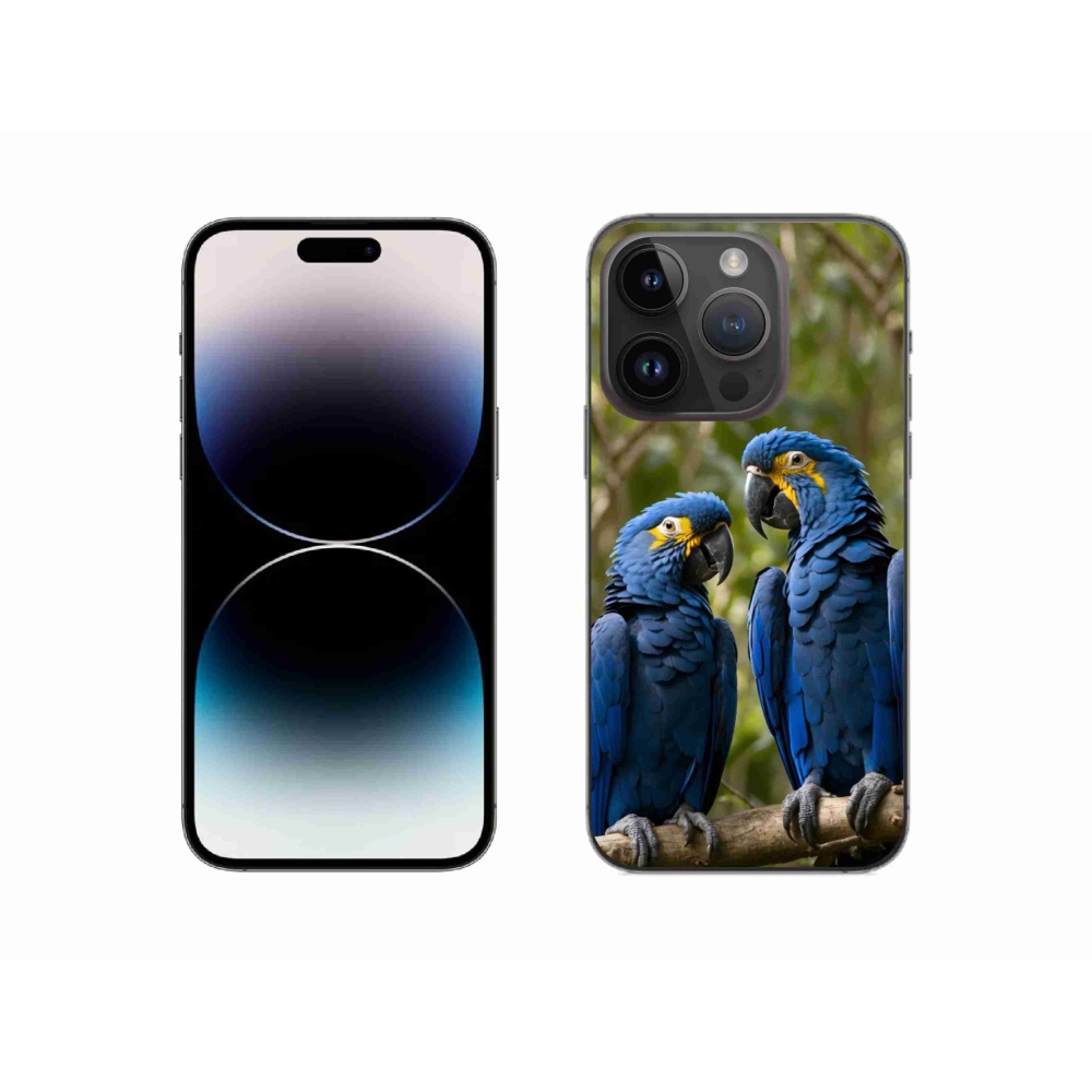 Gelový kryt mmCase na iPhone 14 Pro - papouščí duo
