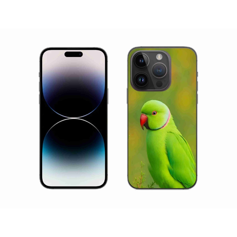 Gelový kryt mmCase na iPhone 14 Pro - papoušek alexandr 2