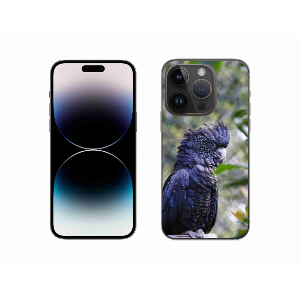 Gelový kryt mmCase na iPhone 14 Pro - papoušek kakadu černý