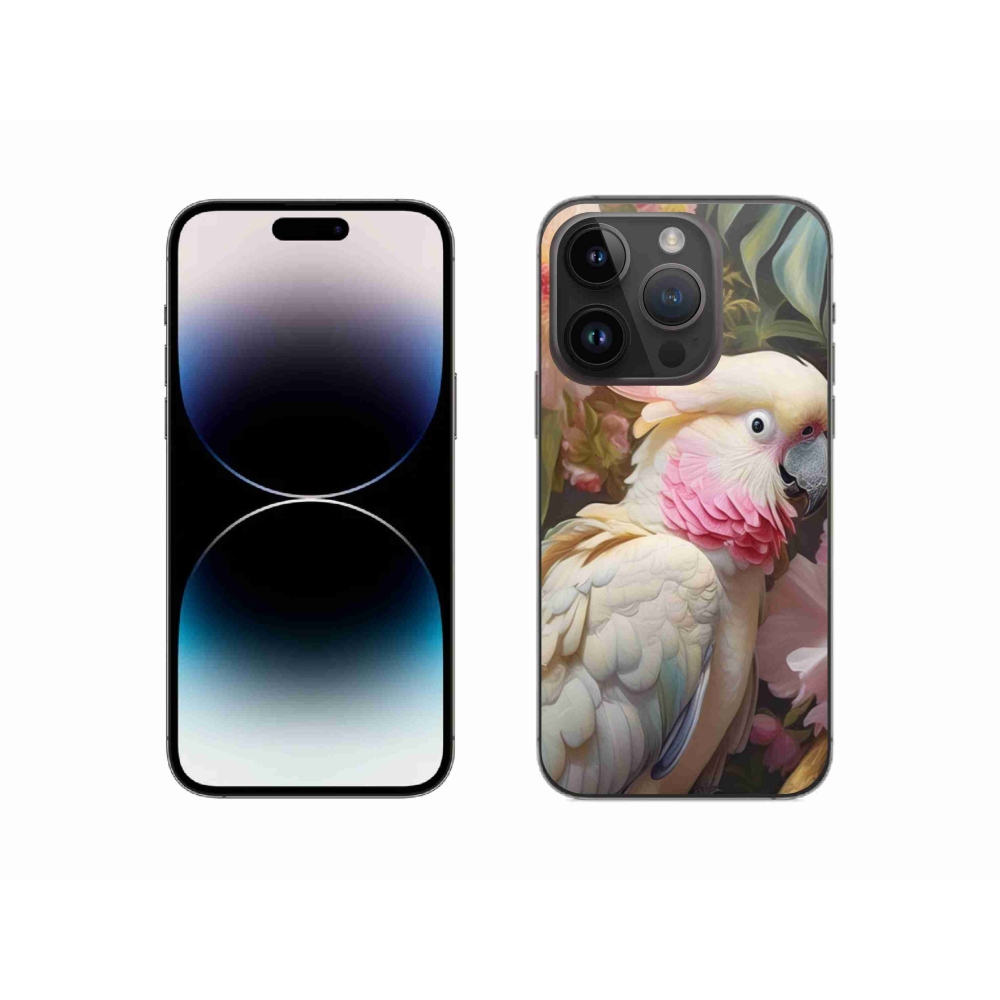 Gelový kryt mmCase na iPhone 14 Pro - papoušek kakadu růžový 2