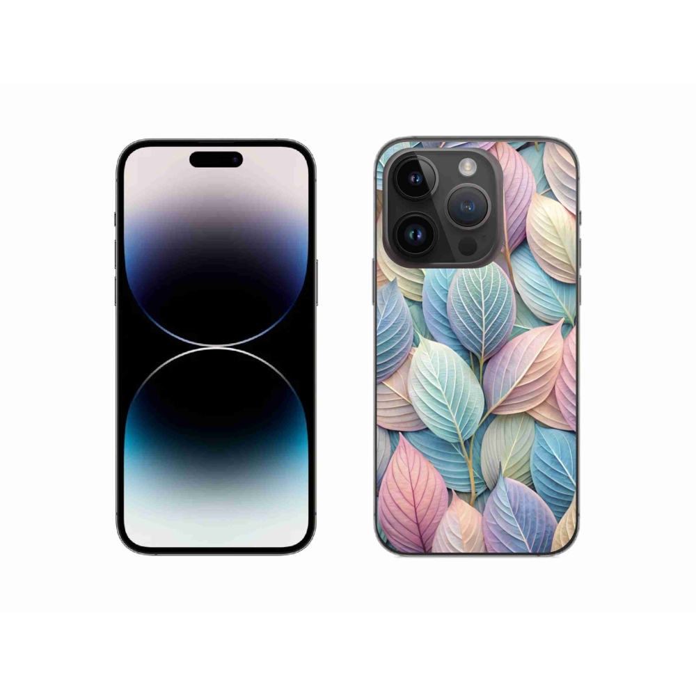 Gelový kryt mmCase na iPhone 14 Pro - pastelové listy