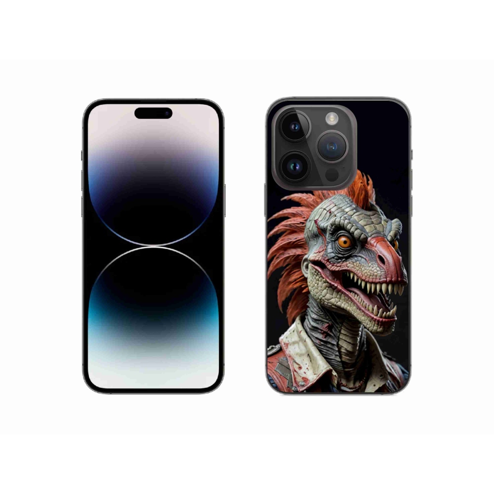 Gelový kryt mmCase na iPhone 14 Pro - punk dinosaurus