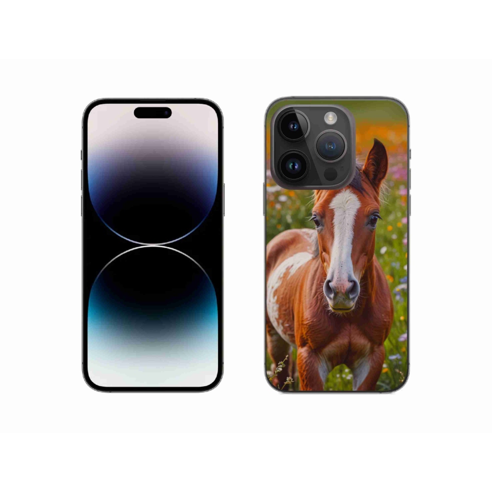 Gelový kryt mmCase na iPhone 14 Pro - roztomilé hříbě
