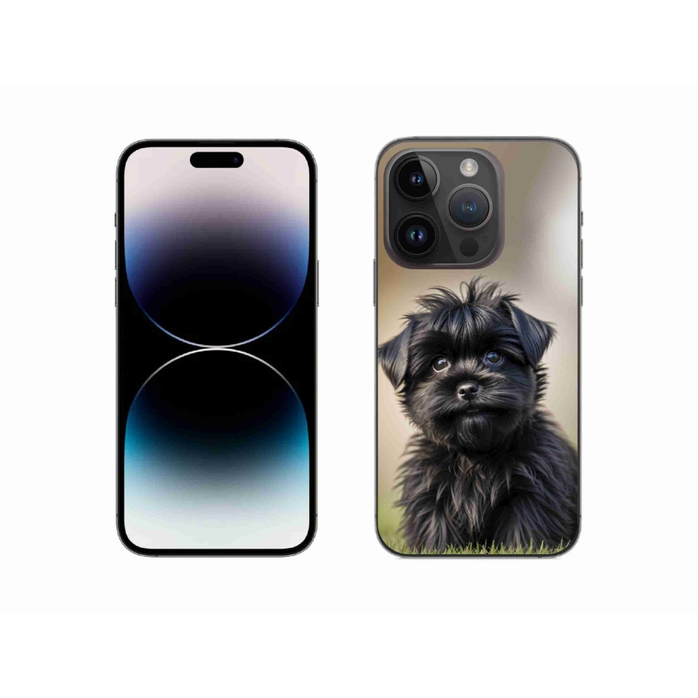 Gelový kryt mmCase na iPhone 14 Pro - roztomilý černý pejsek