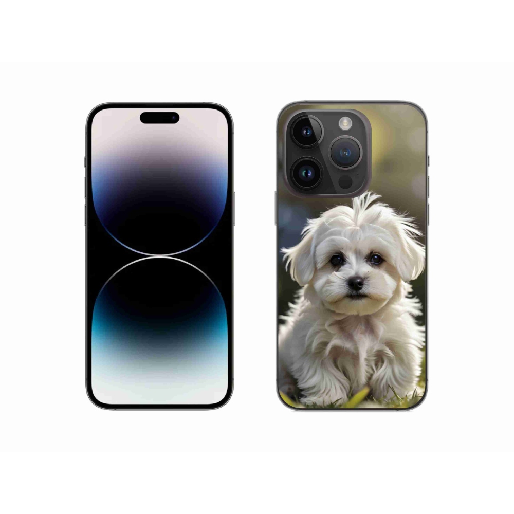 Gelový kryt mmCase na iPhone 14 Pro - roztomilý maltézský psík