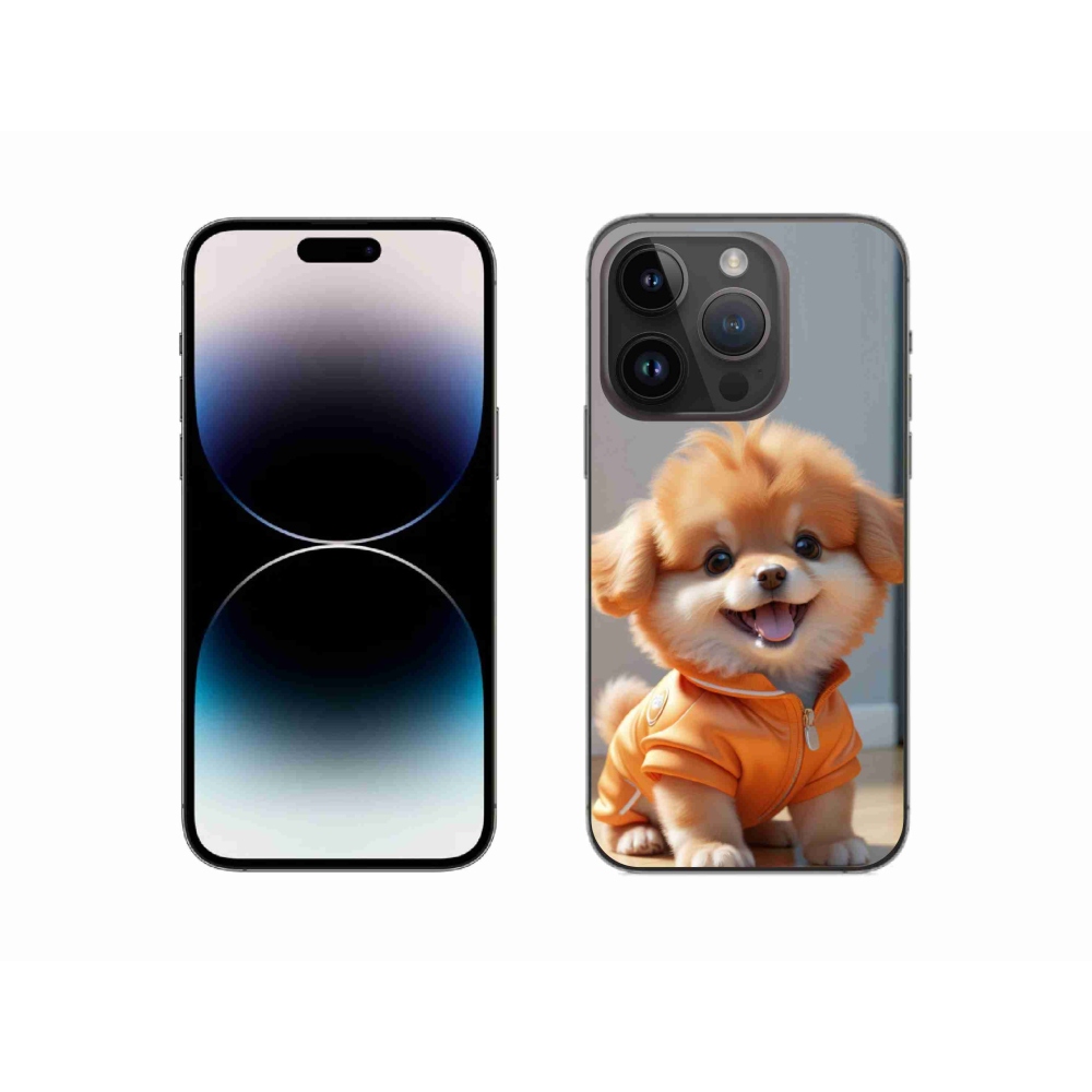 Gelový kryt mmCase na iPhone 14 Pro - roztomilý pomeranian v mikině