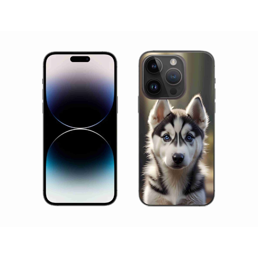 Gelový kryt mmCase na iPhone 14 Pro - roztomilý sibiřský husky