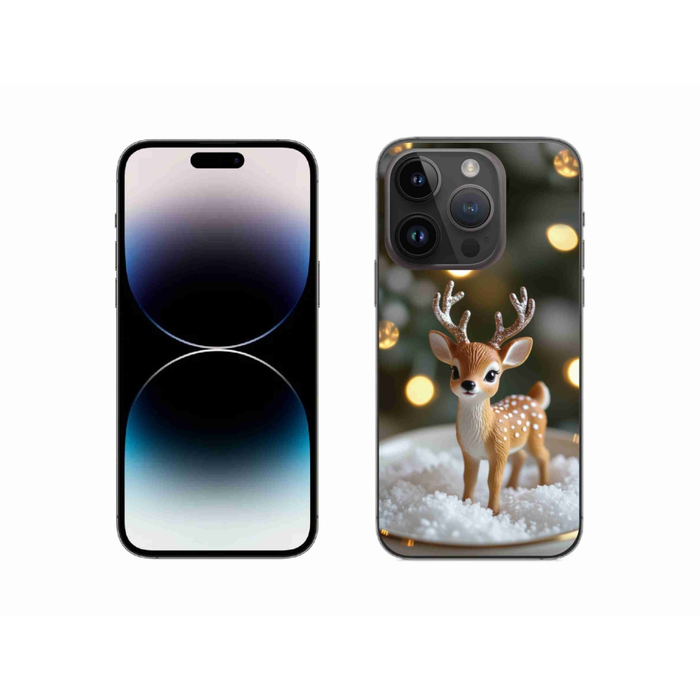 Gelový kryt mmCase na iPhone 14 Pro - roztomilý vánoční jelen