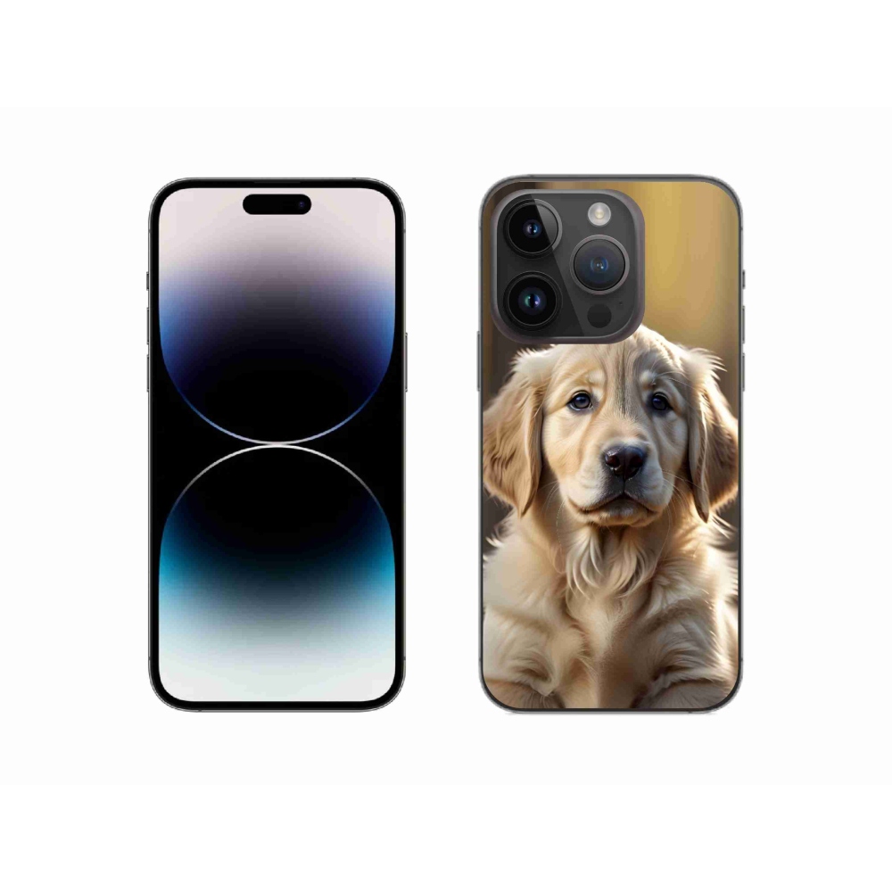Gelový kryt mmCase na iPhone 14 Pro - roztomilý zlatý retrívr