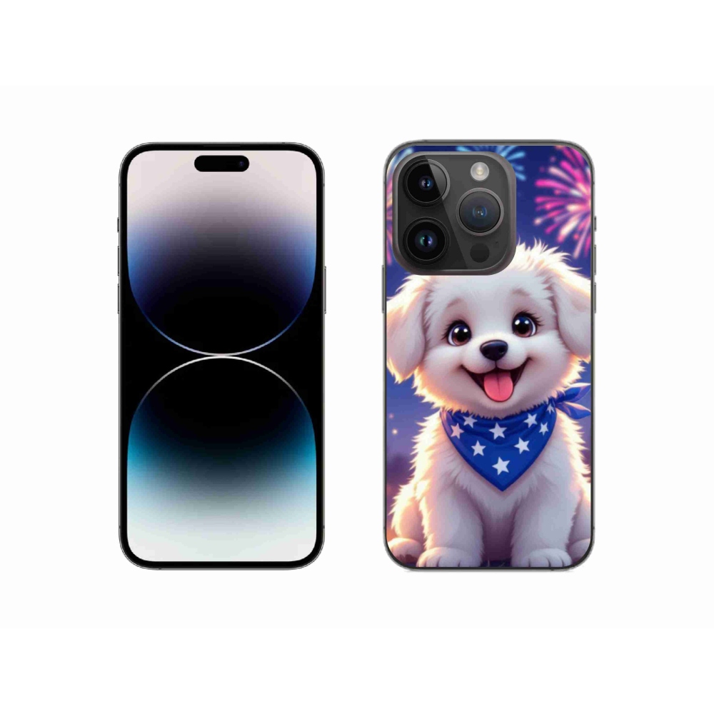 Gelový kryt mmCase na iPhone 14 Pro - slavnostní štěně