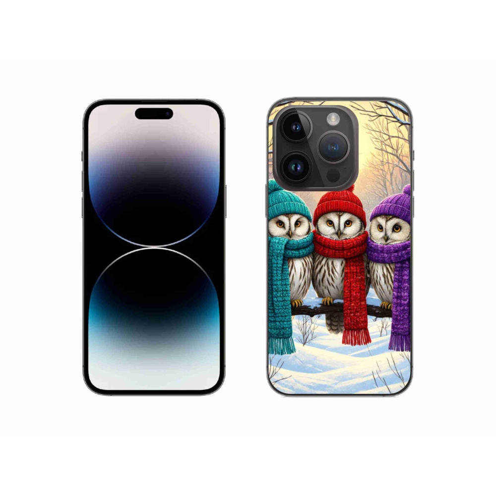 Gelový kryt mmCase na iPhone 14 Pro - soví přátelé