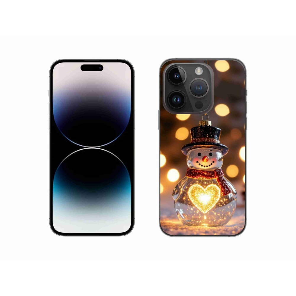 Gelový kryt mmCase na iPhone 14 Pro - svítící vánoční sněhulák