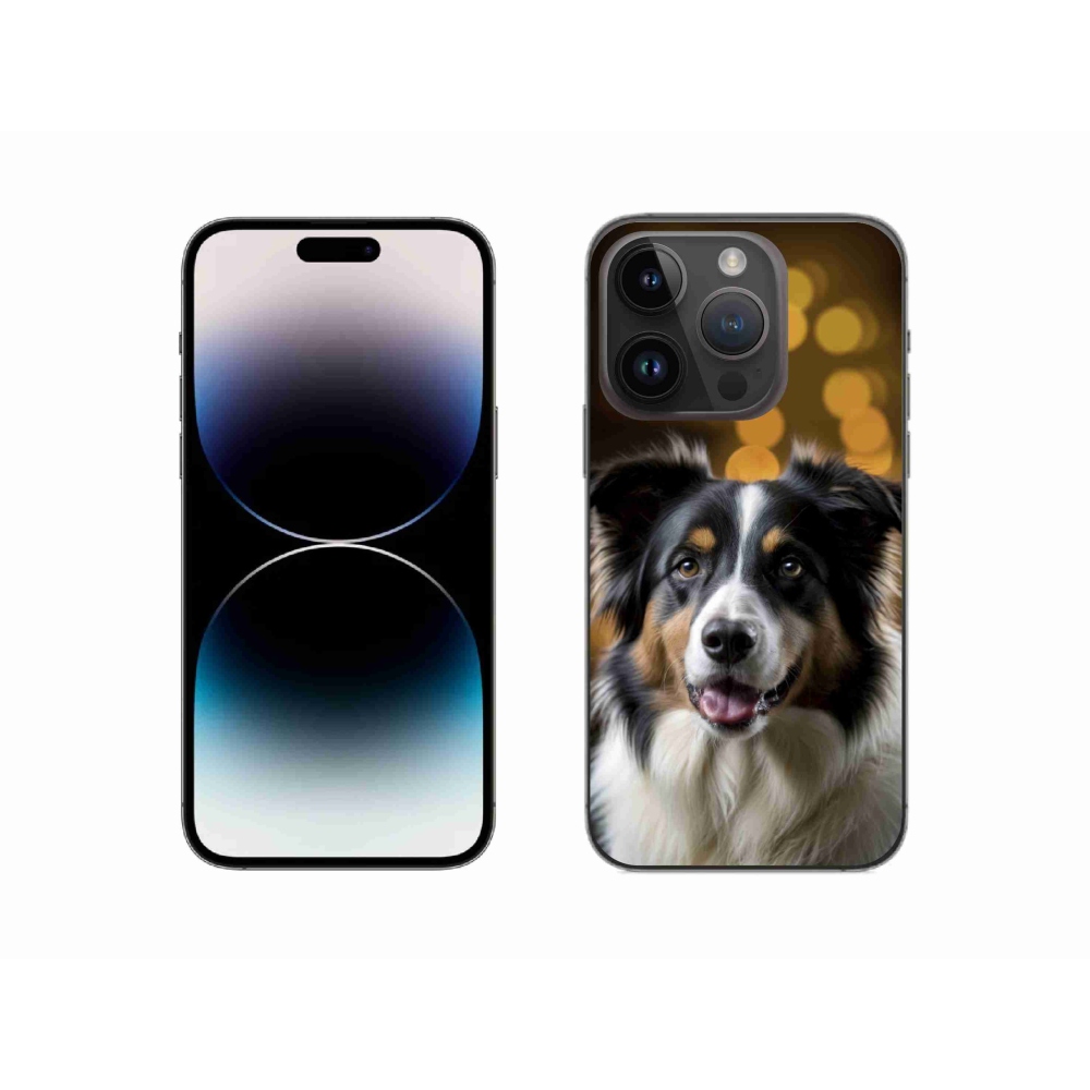Gelový kryt mmCase na iPhone 14 Pro - usměvavý australský ovčák