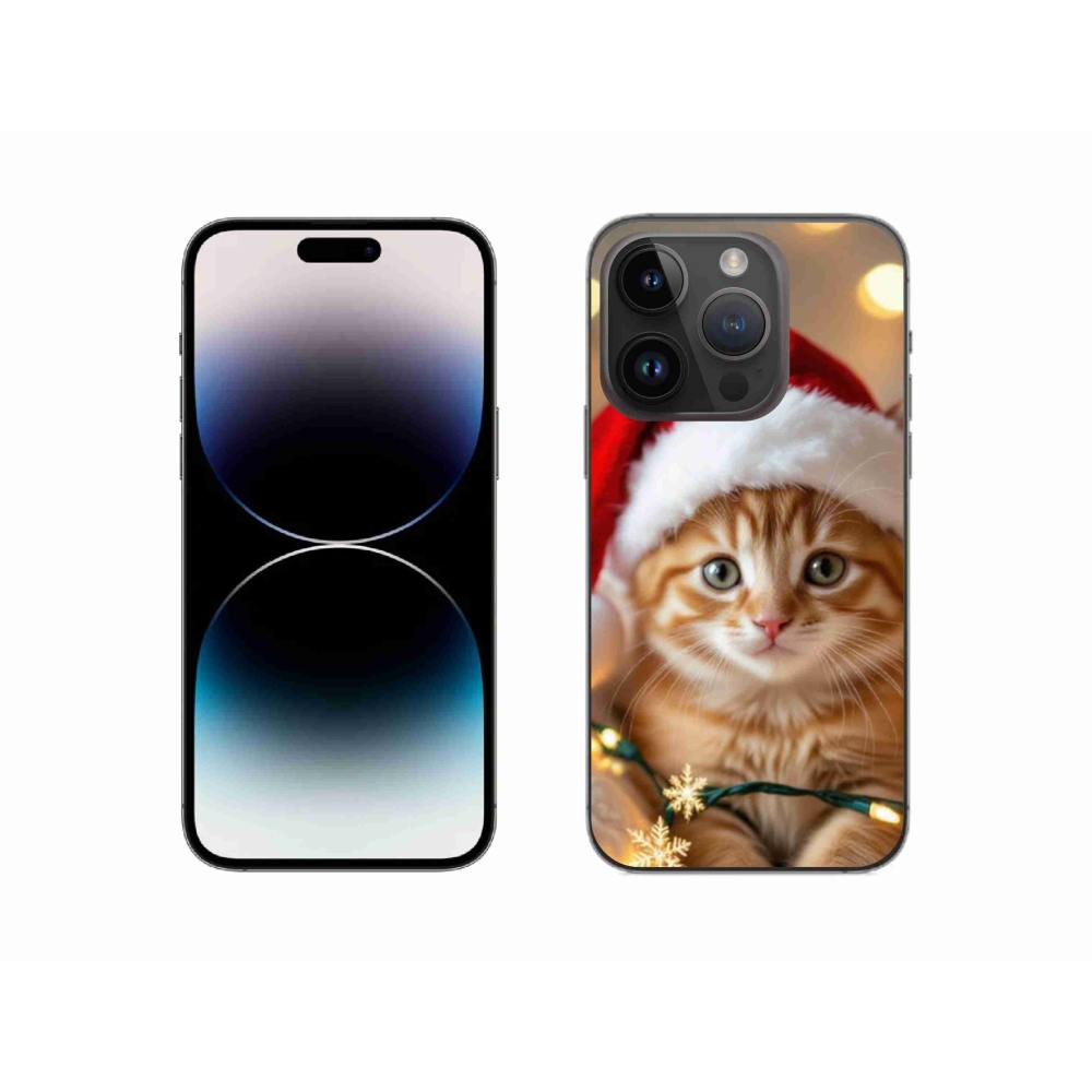 Gelový kryt mmCase na iPhone 14 Pro - vánoční kotě