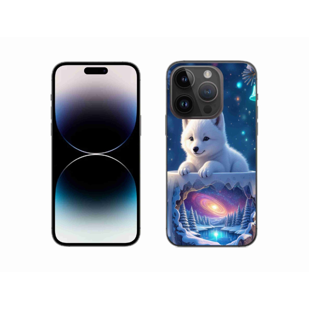 Gelový kryt mmCase na iPhone 14 Pro - vánoční štěně
