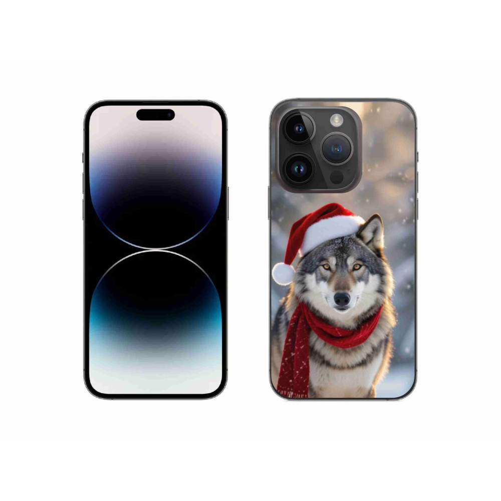 Gelový kryt mmCase na iPhone 14 Pro - vánoční vlk