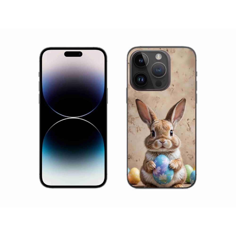 Gelový kryt mmCase na iPhone 14 Pro - velikonoční králíček