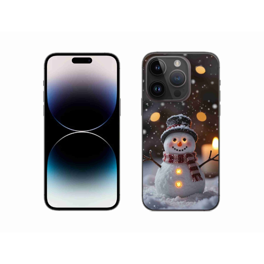Gelový kryt mmCase na iPhone 14 Pro - veselý sněhulák