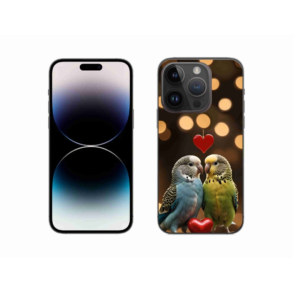 Gelový kryt mmCase na iPhone 14 Pro - zamilovaní papoušci