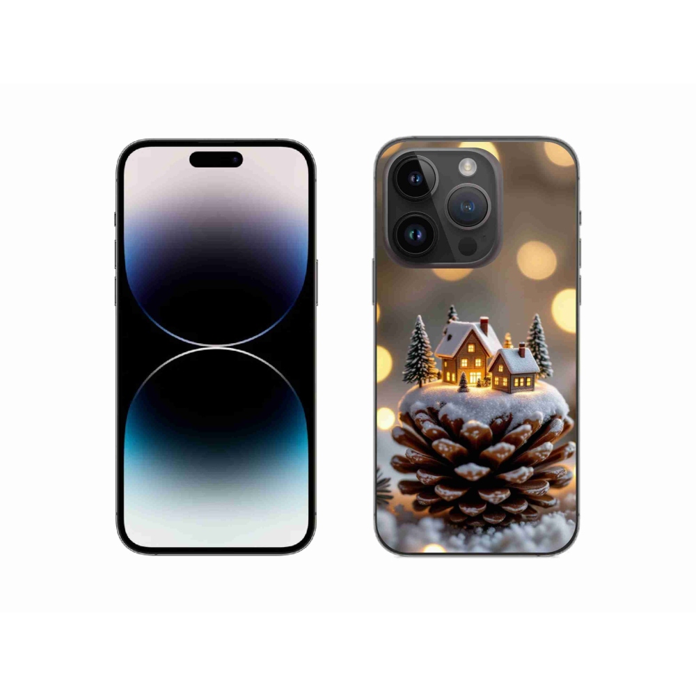 Gelový kryt mmCase na iPhone 14 Pro - zimní vesnička