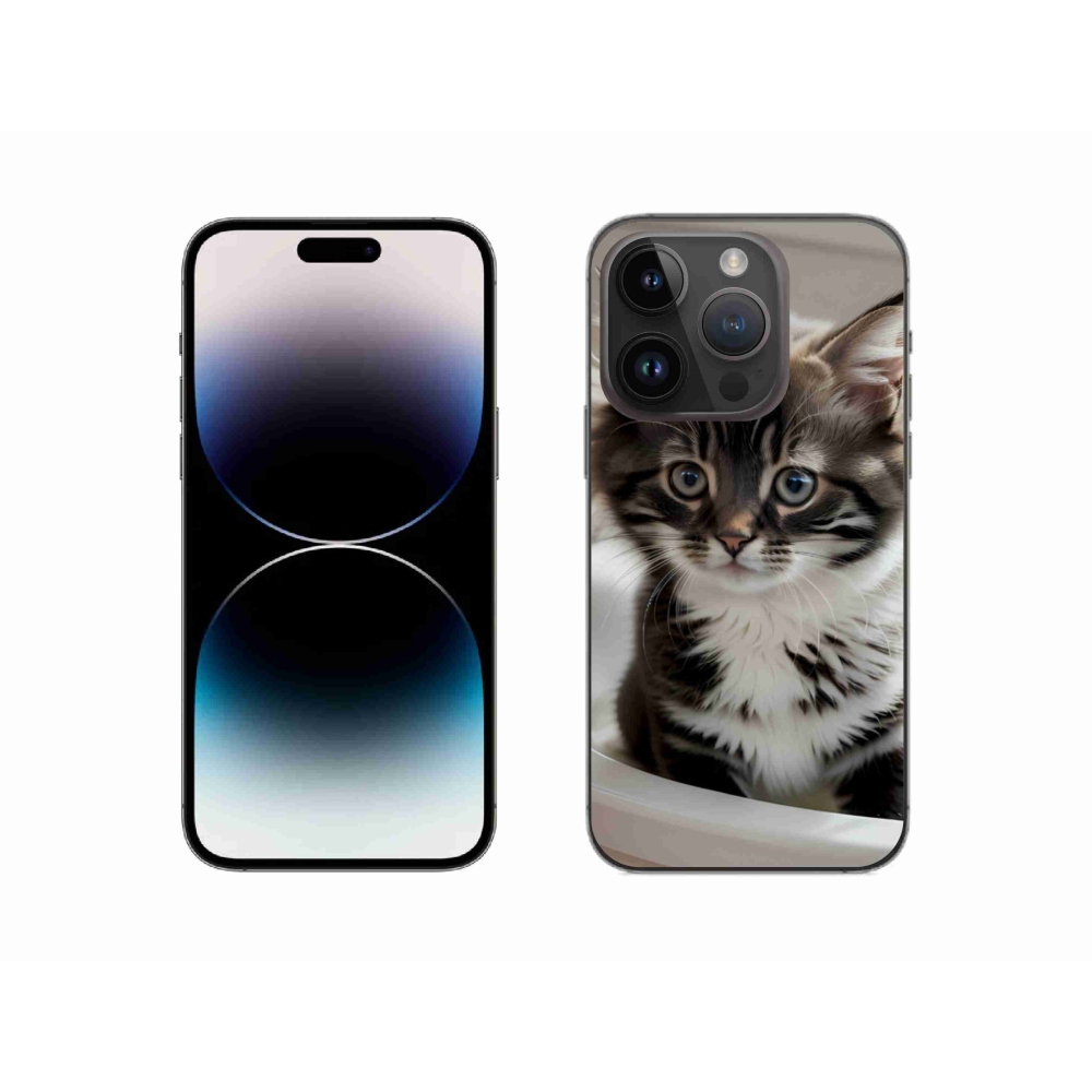 Gelový kryt mmCase na iPhone 14 Pro - zvědavé kotě
