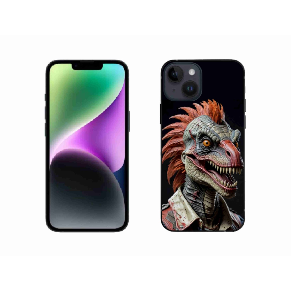 Gelový kryt mmCase na iPhone 14 - punk dinosaurus