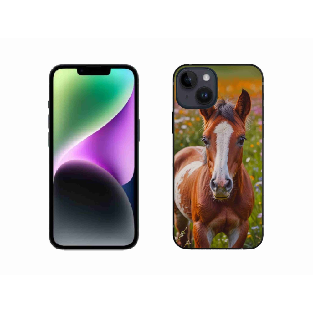 Gelový kryt mmCase na iPhone 14 - roztomilé hříbě