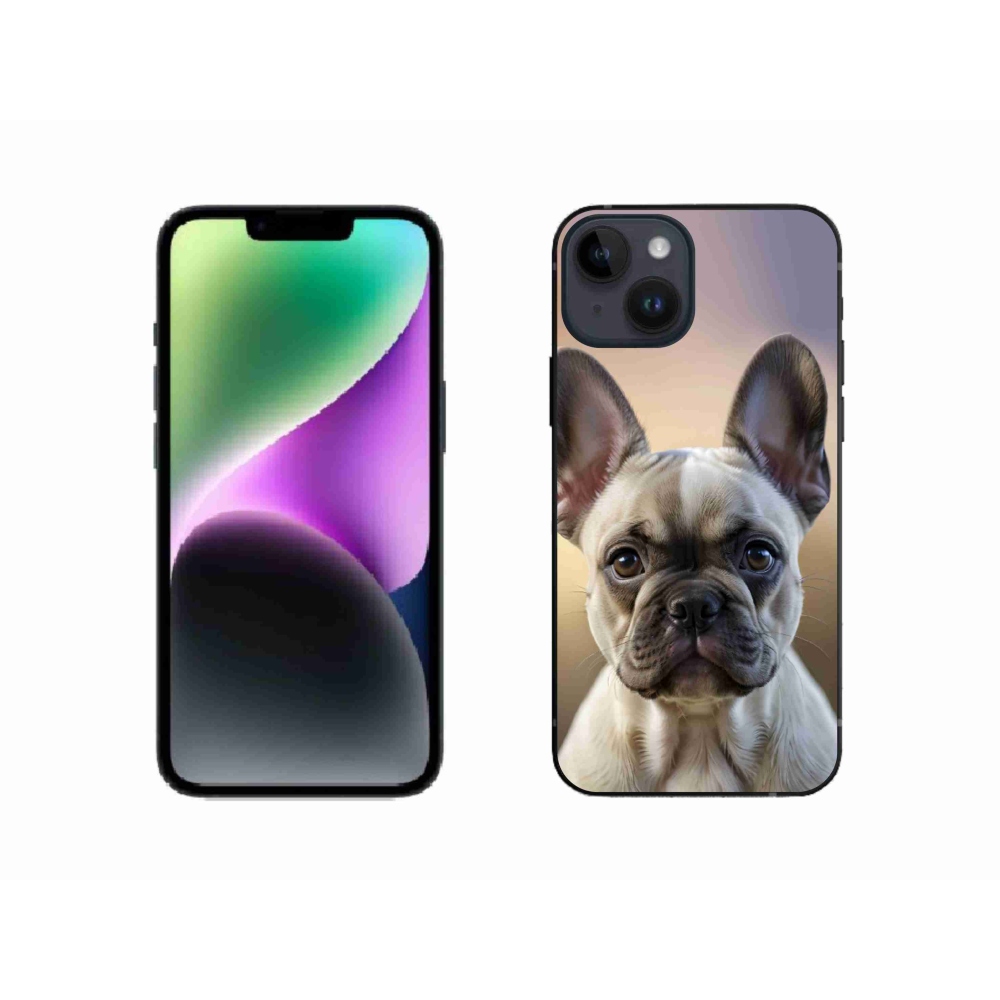 Gelový kryt mmCase na iPhone 14 - roztomilý francouzský buldoček