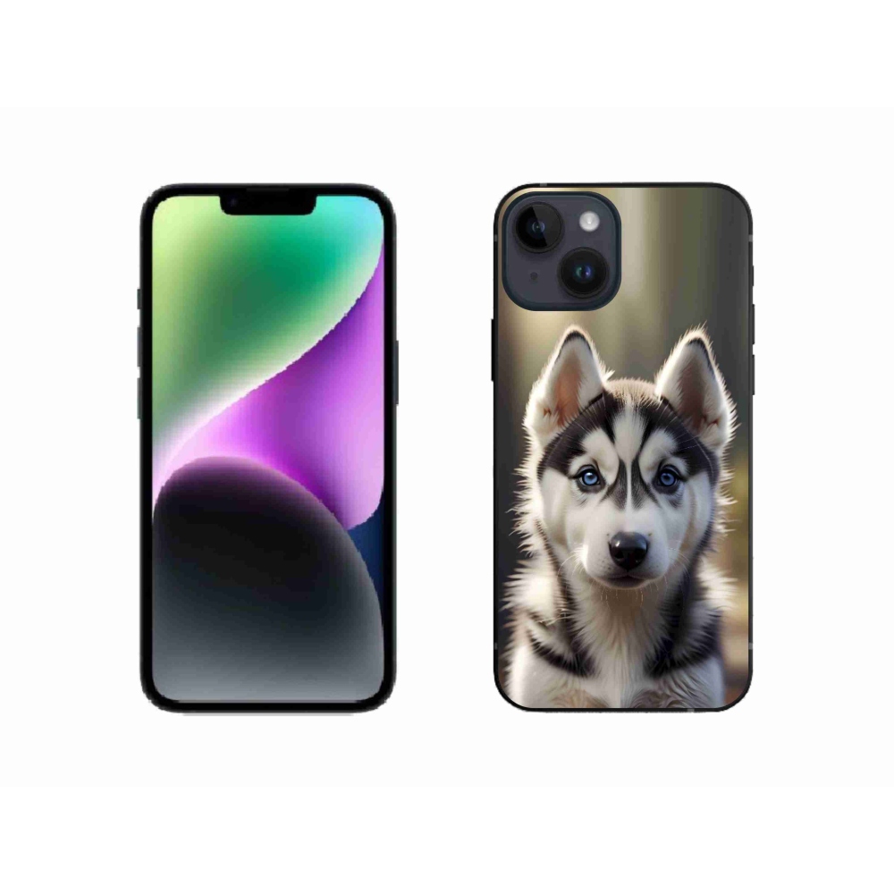 Gelový kryt mmCase na iPhone 14 - roztomilý sibiřský husky