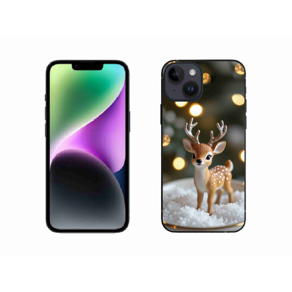 Gelový kryt mmCase na iPhone 14 - roztomilý vánoční jelen