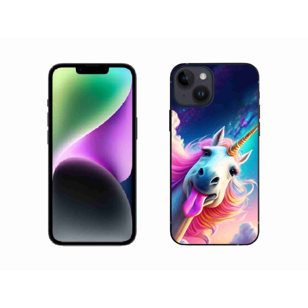 Gelový kryt mmCase na iPhone 14 - šílený jednorožec