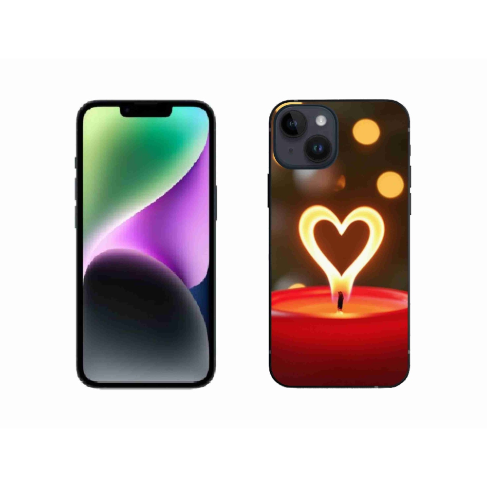 Gelový kryt mmCase na iPhone 14 - srdce z plamene