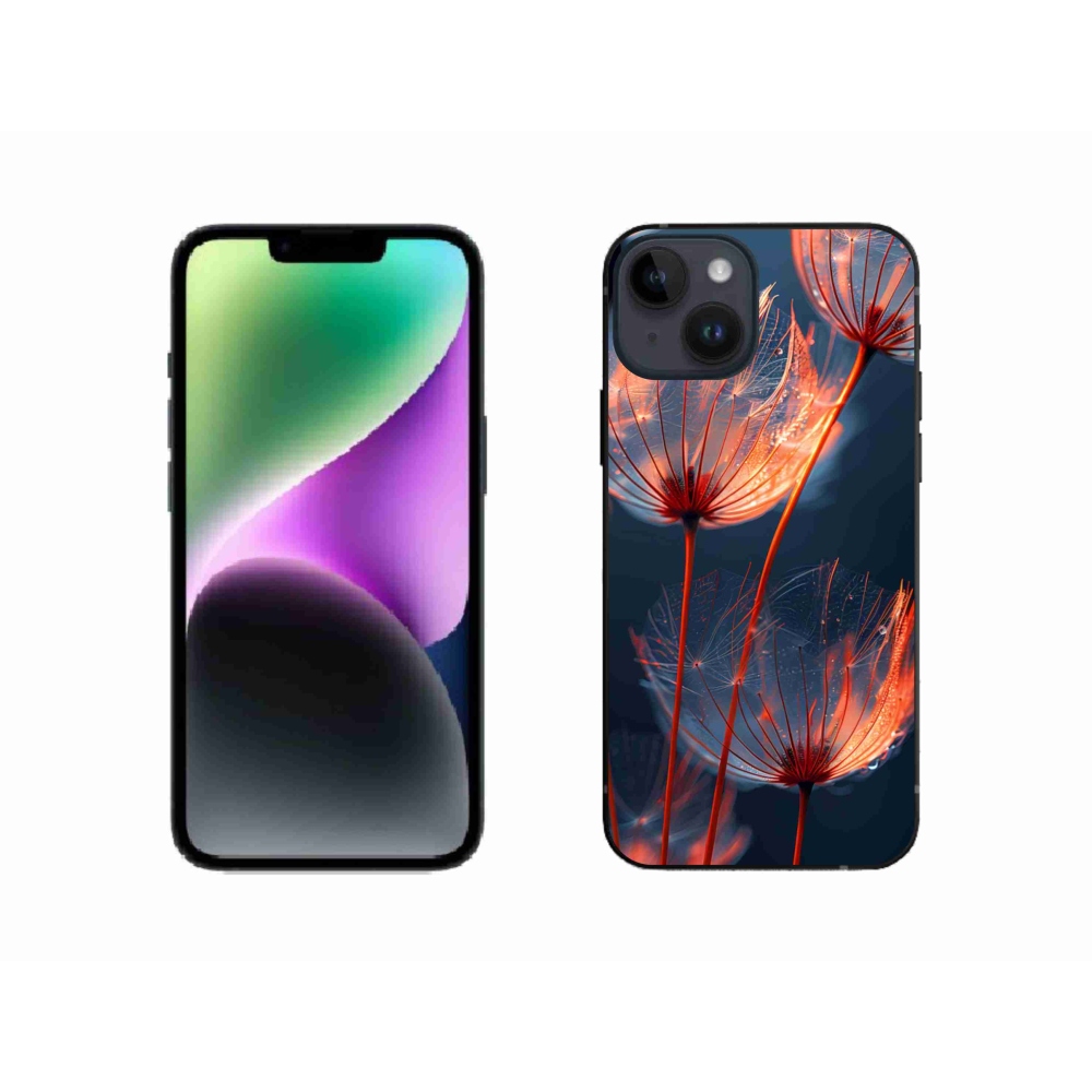 Gelový kryt mmCase na iPhone 14 - světélkující chmýří