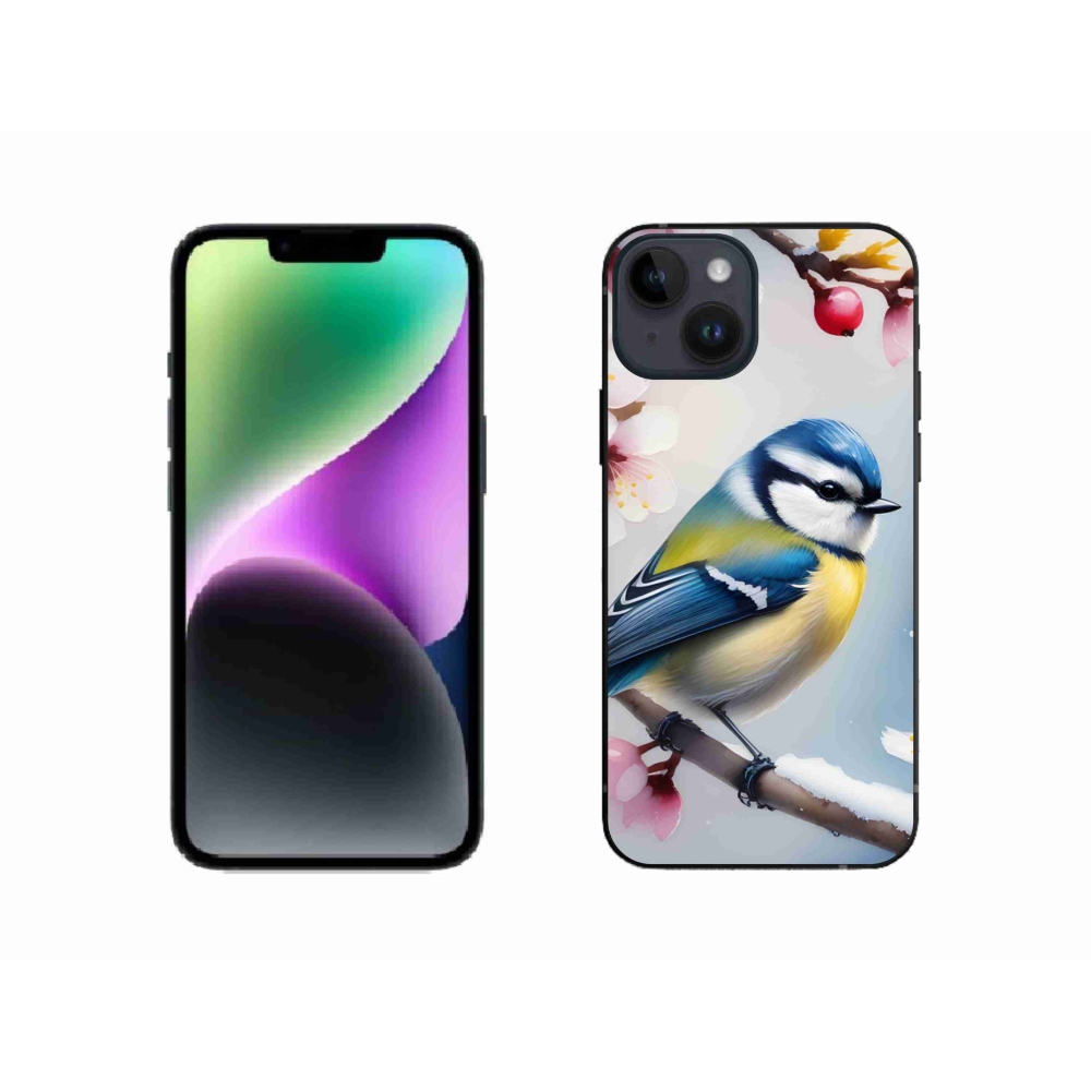 Gelový kryt mmCase na iPhone 14 - sýkorka