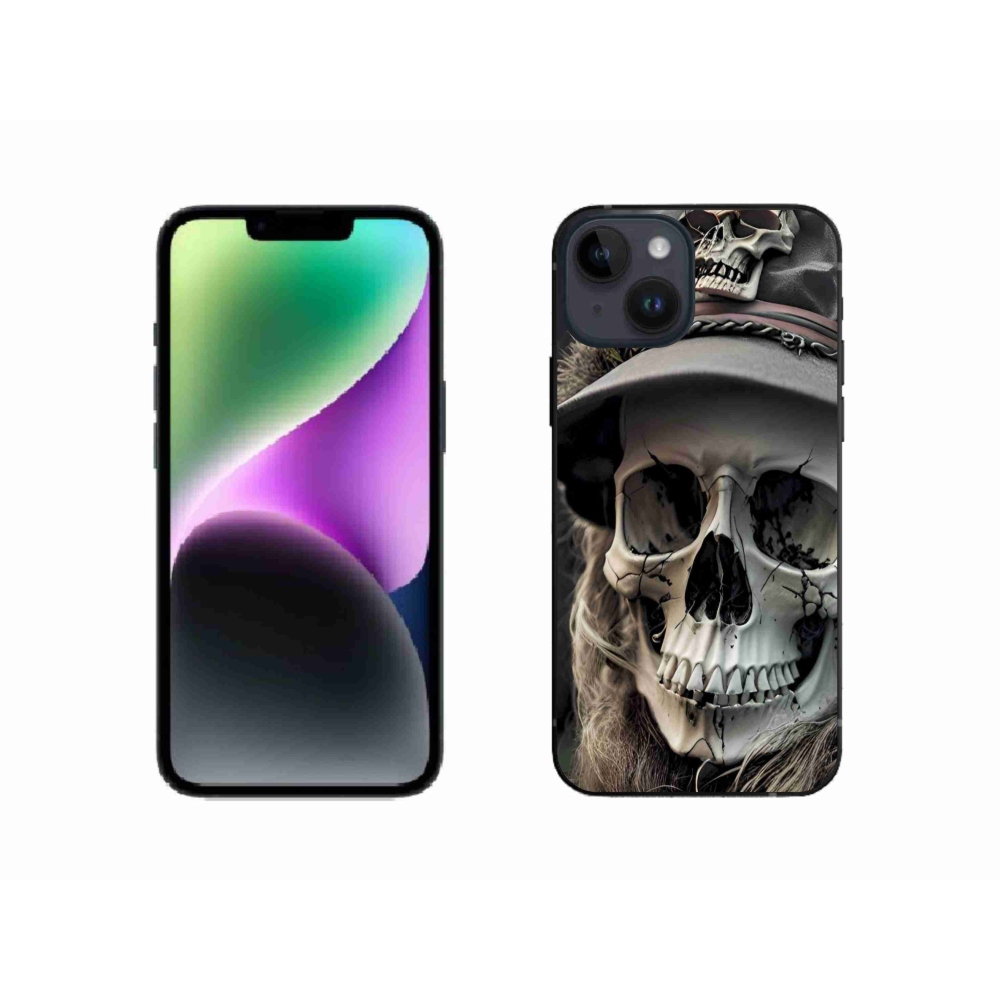 Gelový kryt mmCase na iPhone 14 - temná lebka