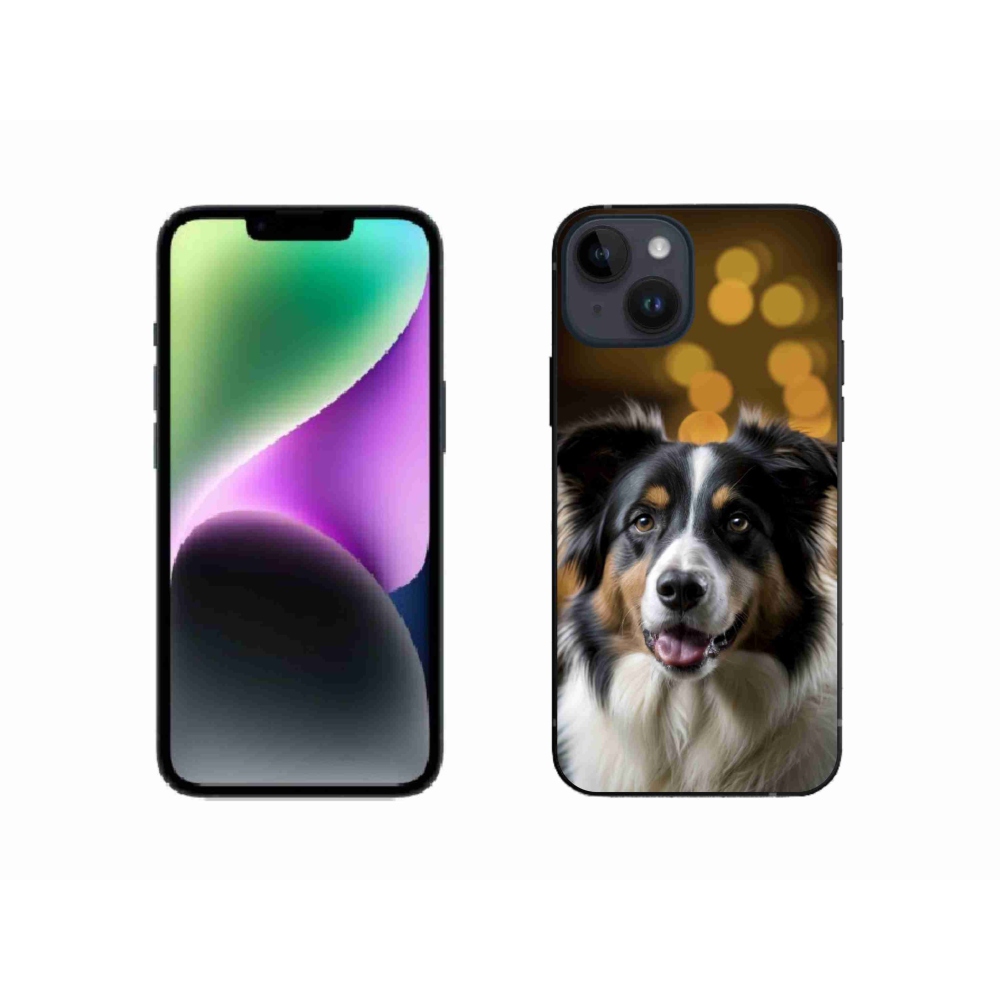 Gelový kryt mmCase na iPhone 14 - usměvavý australský ovčák