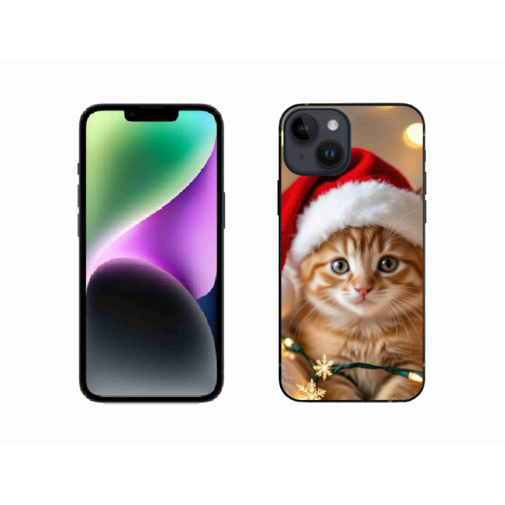 Gelový kryt mmCase na iPhone 14 - vánoční kotě