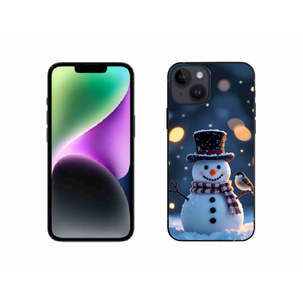 Gelový kryt mmCase na iPhone 14 - vánoční sněhulák