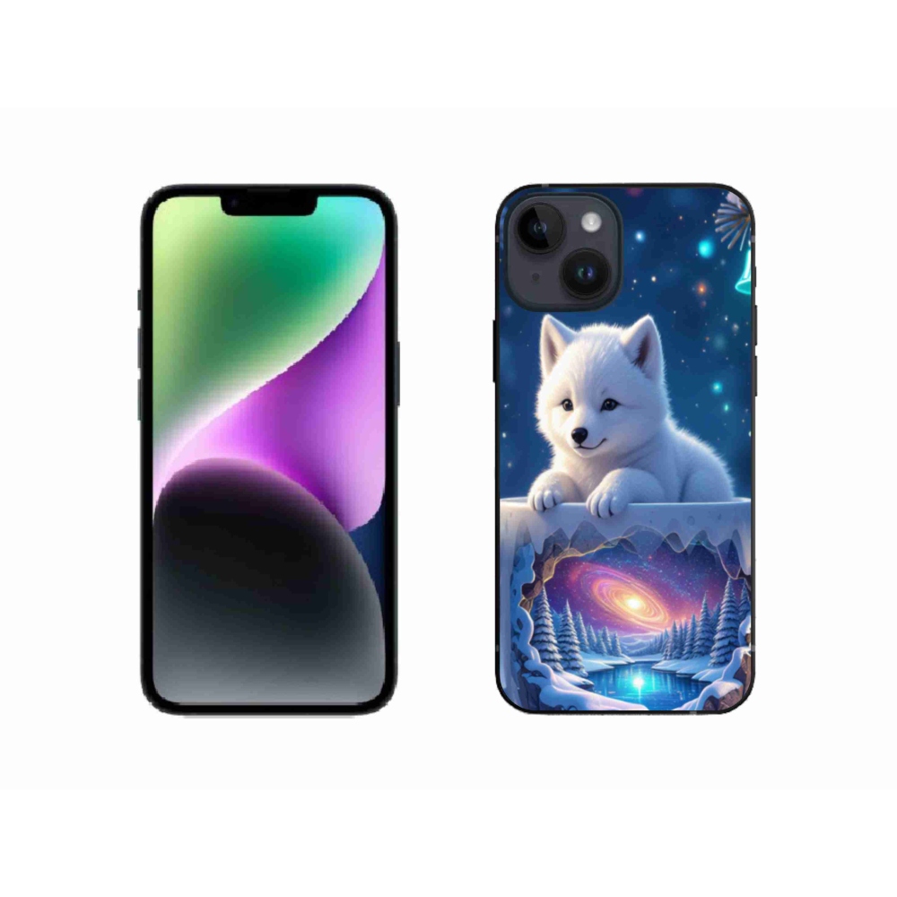 Gelový kryt mmCase na iPhone 14 - vánoční štěně