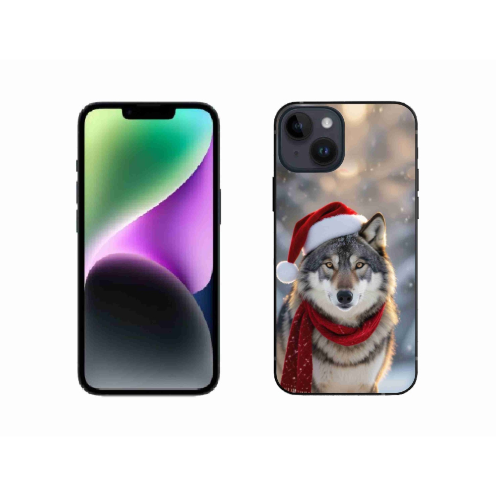 Gelový kryt mmCase na iPhone 14 - vánoční vlk